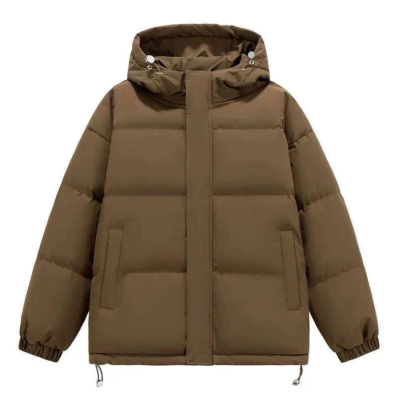 Man Winter Down Jacket Thicken Cold-proof Simple Solid Color Male Hooded Coat Long Sleeve Loose Zipper Men Outerwear