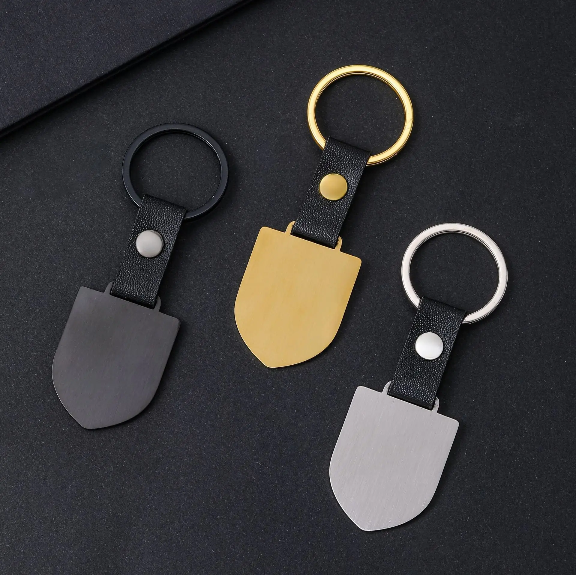 Stainless Steel Dogtag Round Shield Bone Keychain Blank  Metal Geometry Tag Key Chain Matte Surface DIY Jewelry Gift Wholesale