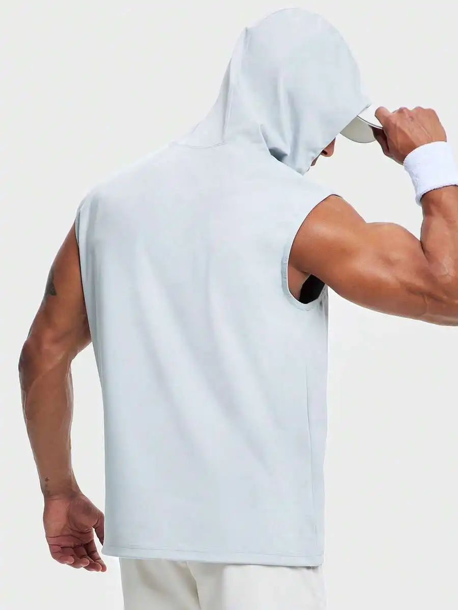

Mens Hooded Sauna Vest Heat Trapping Sleeveless Tank Top For Boxing Fitness Exercise