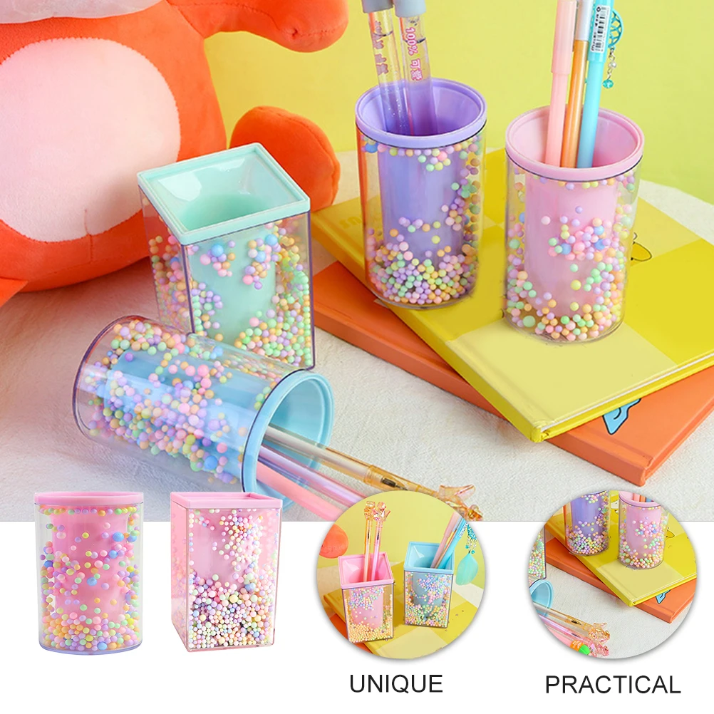 

2pcs Foam Ball Ornament Pen Holder Stationery Organizer Desktop Storage Container Makeup Brush Pink Stylish Gift
