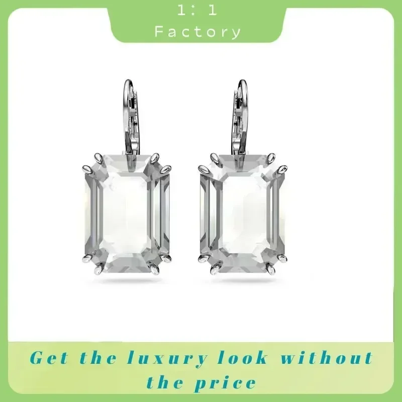 2024 Gorgeous High-Quality Luxury Millenia Earrings - Droplet Shaped Square Cut Whites in S925.