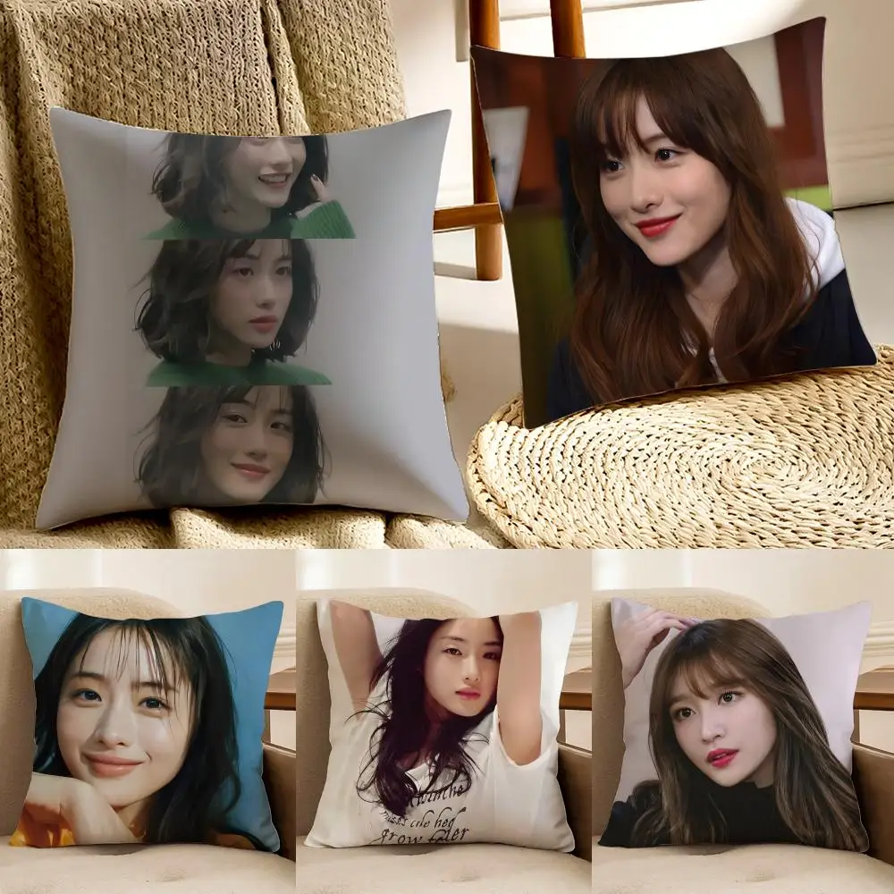 Funda de cojín con diseño de actores encantadores S-Satomi I-Ishihara, funda de almohada antipolvo para sala de estar, decoración de sofá, cojín para habitación