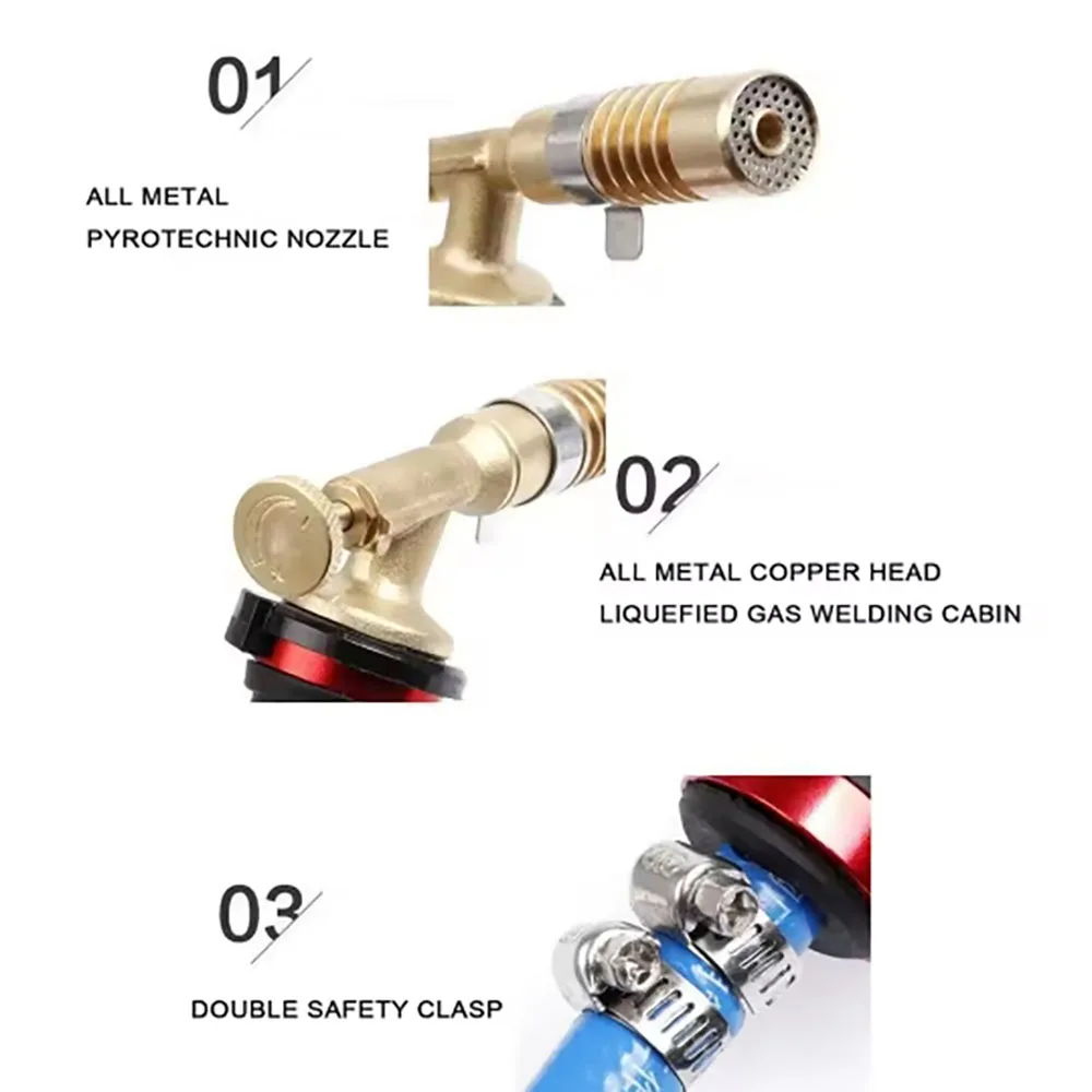Professionnel 1300 ° Kit de torche de soudage au Propane Butane C avec tuyau Flexible pour le brasage du cuivre et la réparation de l'aluminium