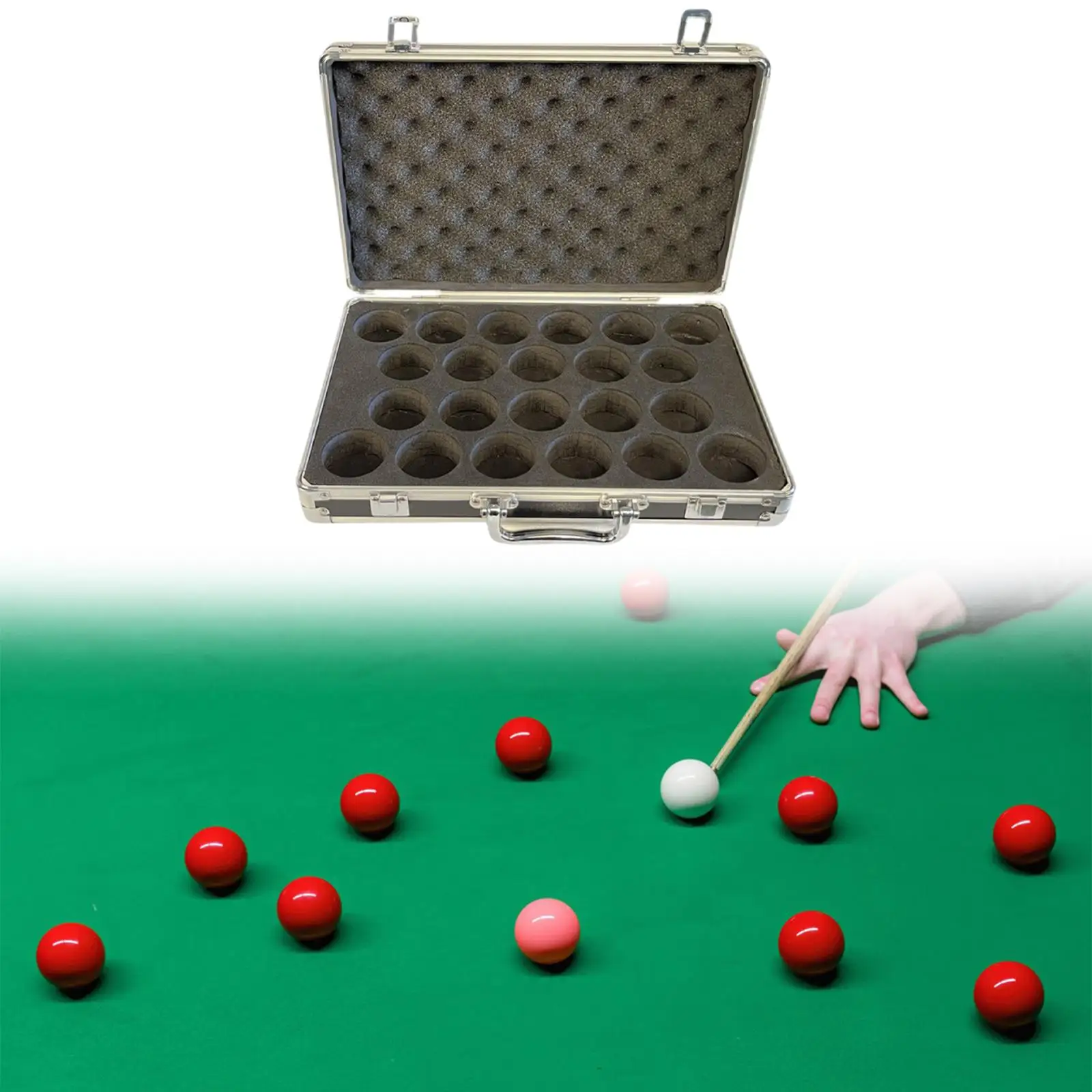 

Aluminum Alloy Billiard Ball Storage Box Large Capacity Pool Balls Holder with Handle for Billiards Practice Accessories