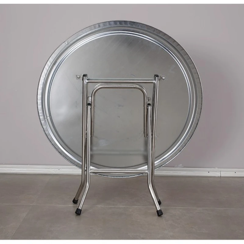 طاولة قابلة للطي من الفولاذ المقاوم للصدأ، طاولات طعام خارجية سميكة، قهوة مستديرة مدمجة