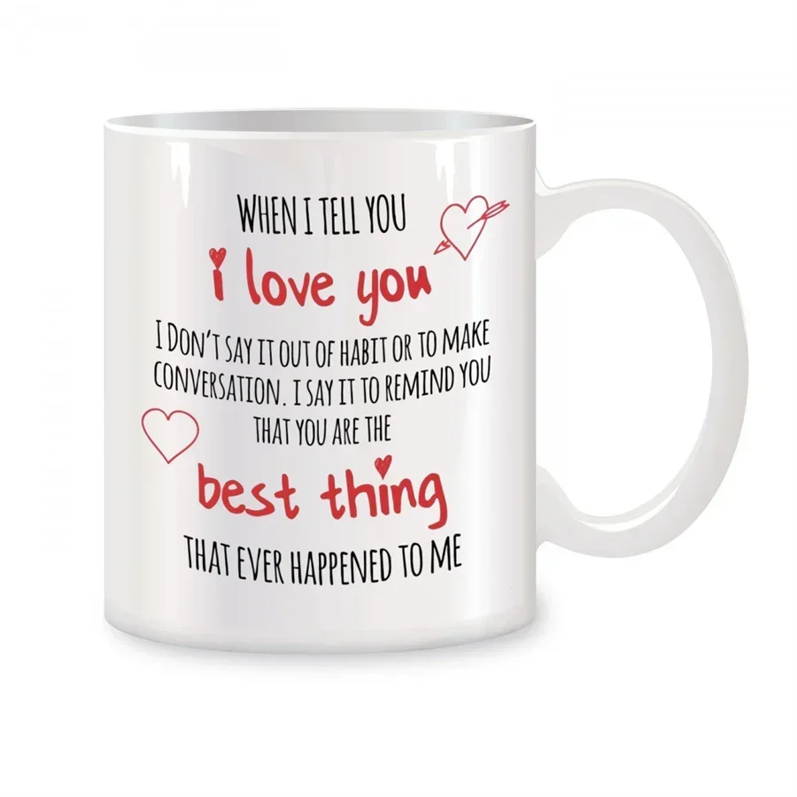 

I Love You, You Are the Best, Boyfriend Cup, Girlfriend Cup, Birthday Gift, Novel Ceramic Coffee Teacup, White, 11 oz