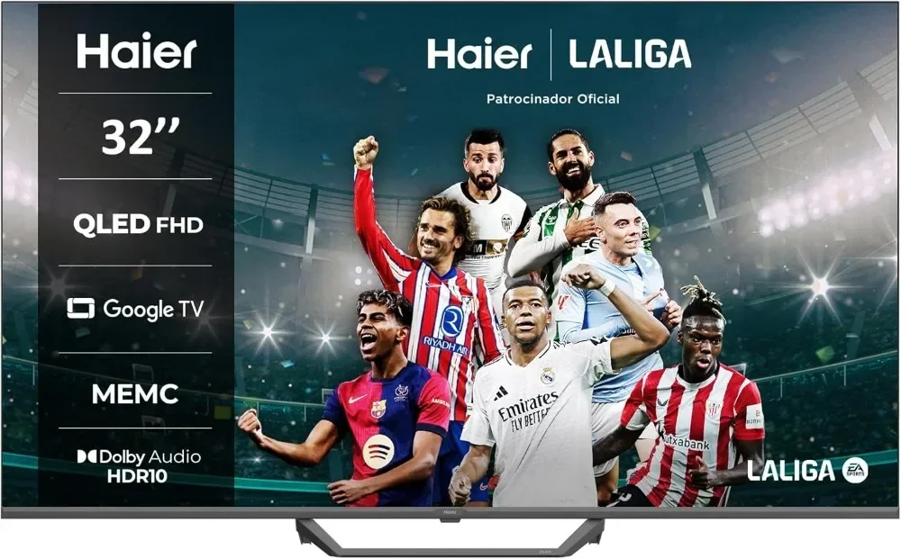 هاير QLED Full HD H32S80EFX - 32 بوصة، تلفزيون ذكي، تلفزيون جوجل، Dolby Audio، HDR 10، جهاز تحكم عن بعد ذكي، مساعد جوجل، بلوتوث