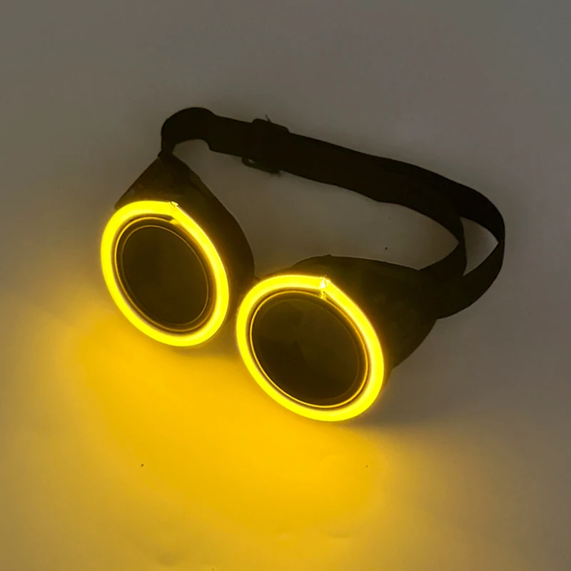 2026 Runde LED-Brille Disco Fluoreszierende Party-Punk-Leuchtbrille für Männer und Frauen Bar Nachtclub Neon-Brille Musik-Konzert-Zubehör – Detail 4