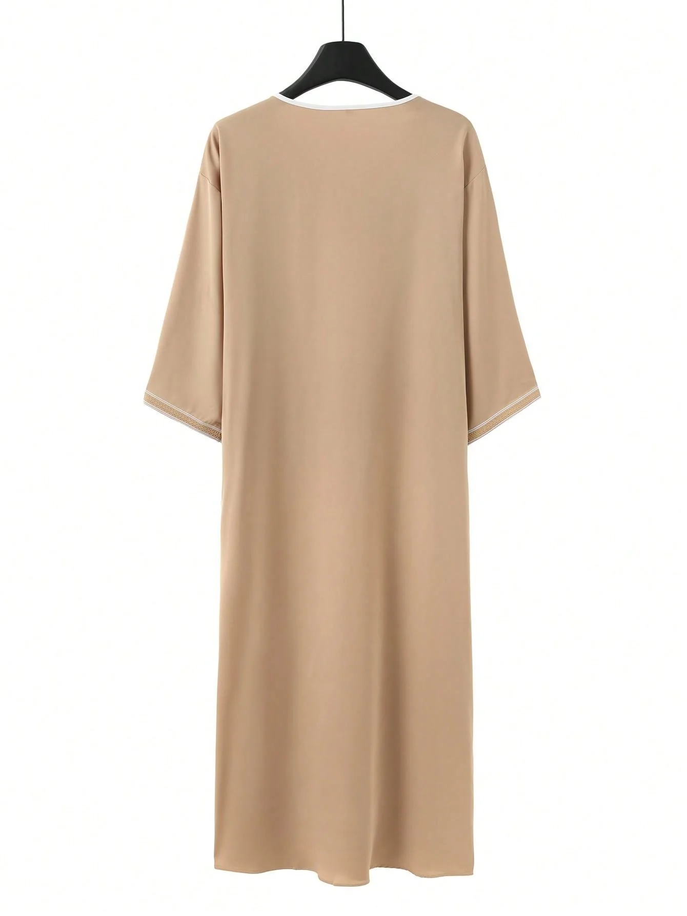 Apricot Middle Eastern Toga for Men plus Size Muslim Casual Embroidered Arab Thawb Jubba Thobe