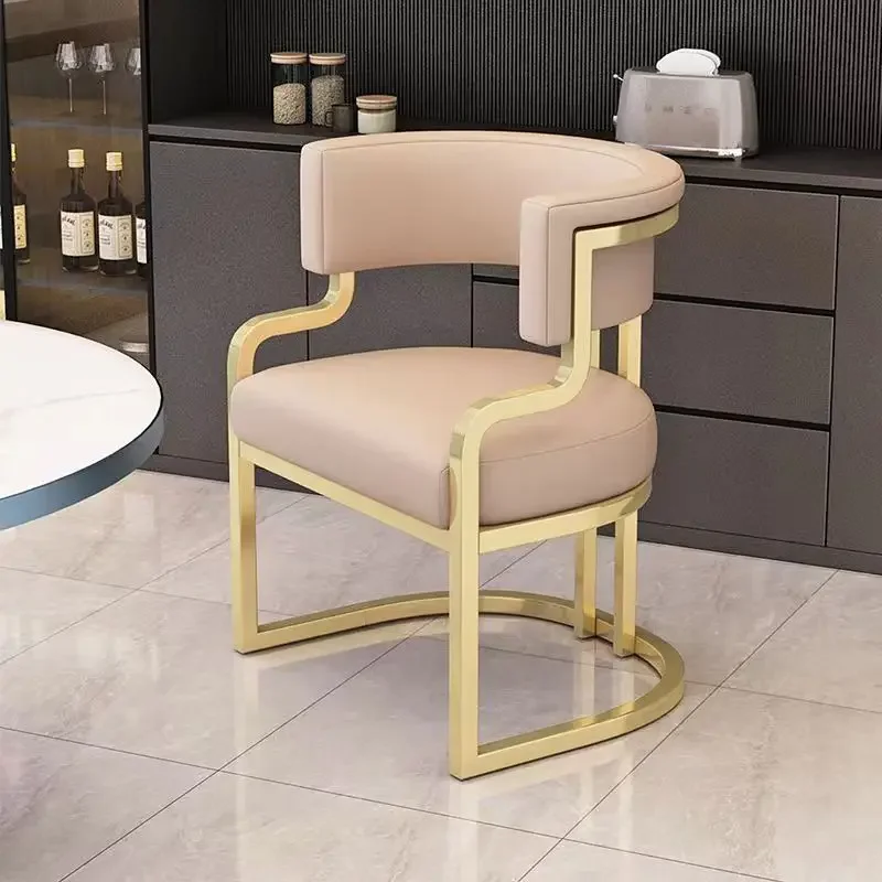 Designer Unique Dining Chairs Beige Gold Legs Waiting Fashion Sofa Chairs Luxury Adults Floor Protector Sillas Indoor Supplies