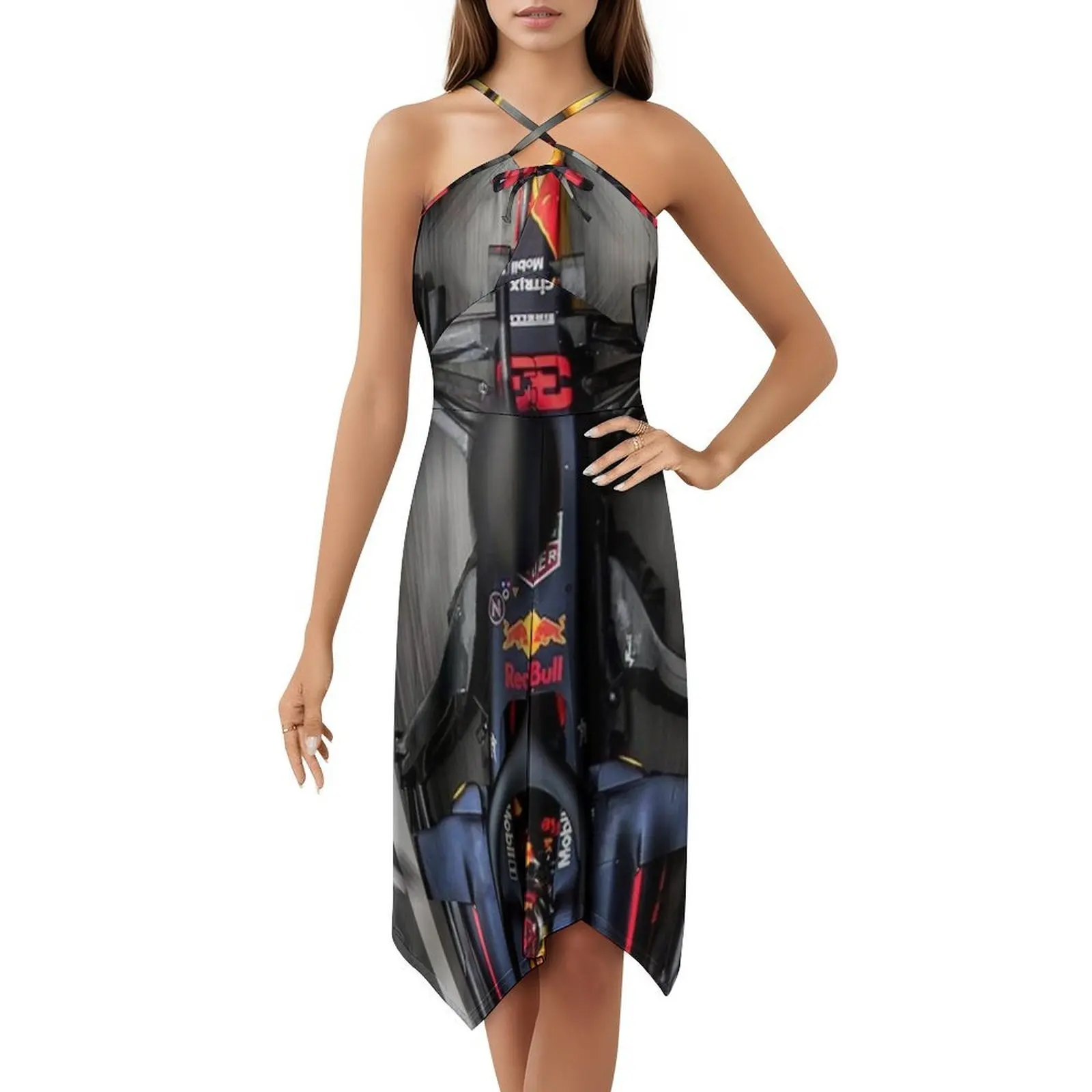 فستان بوهيمي بدون أكمام للنساء مطبوع عليه فساتين حفلات الشاطئ ورق جدران توضيحي فستان نسائي