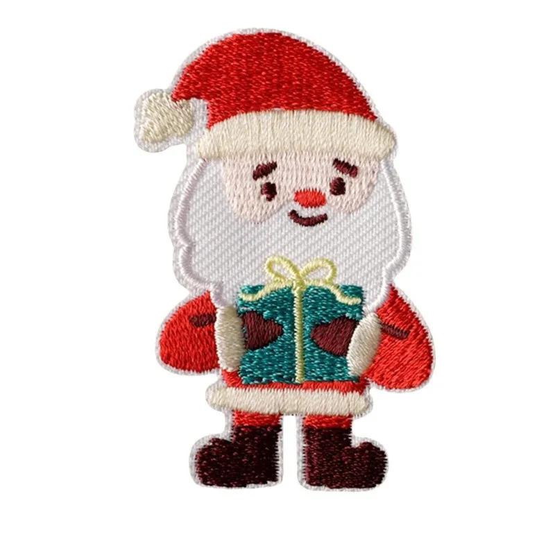 Christmas Embroidered Patches - Santa Snowman Tree Wreath Iron On for Clothes Bags DIY Decoration