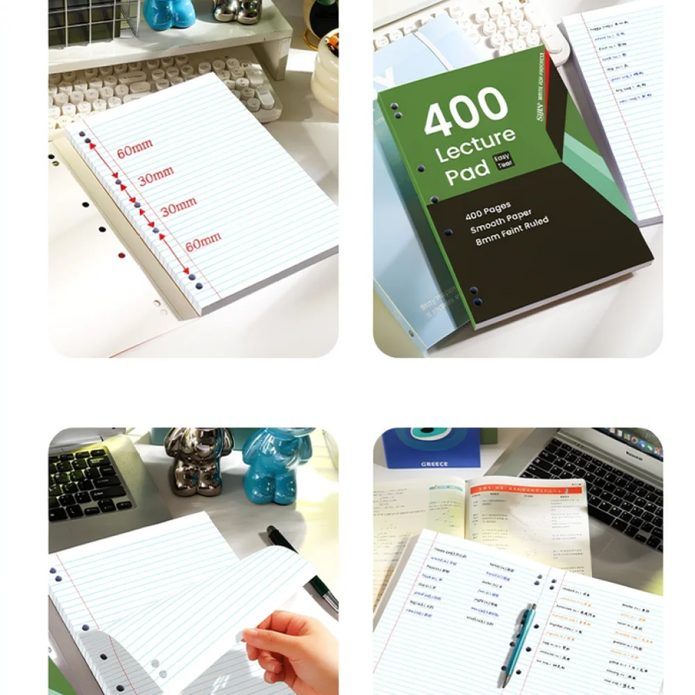 For Sijin A4 Loose Leaf Notebook Thickened Writing Paper Pad Tearable Office School Supply Draft Book Smooth Paper Sheets