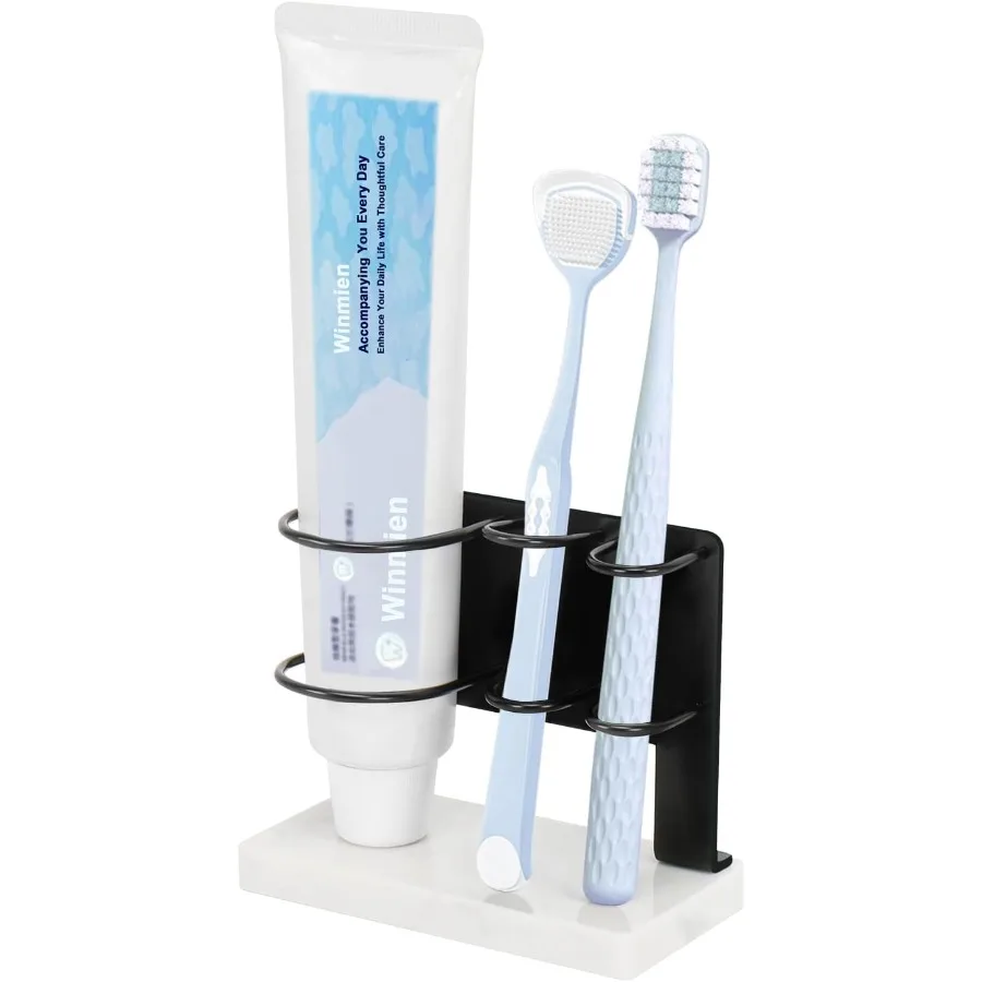 

Toothbrush Holder for Bathroom Counter Metal Toothbrush and Toothpaste Holder Stand with Marble Base for Bath Organizer Counter