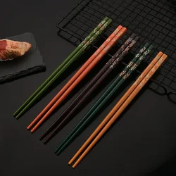 Anti-skid Handmade Bamboo 5 Pair Set Reusable Japanese Style Natural Wood Chopsticks Food Multi Color Wooden Chopsticks Set