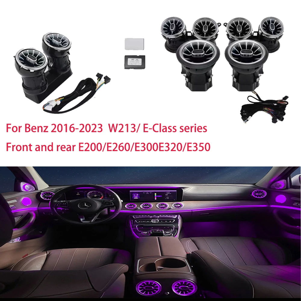 

LED Air Vents For Mercedes Benz W213 RGB 64 Colors RGB Original Car Control E-Class Ambient Light Turbo Air Outlet Nozzle Lamp