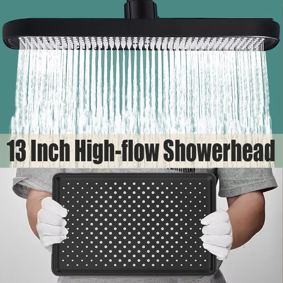 

13-дюймовая большая панель, квадратная насадка для душа с перезарядкой, набор из 6 режимов, экономия воды под высоким давлением, насадка для душа, аксессуары для ванной комнаты
