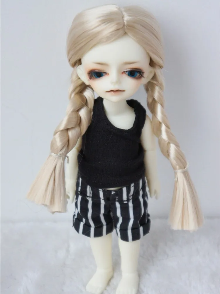 JD103 1/12 1/8 Lovely BJD Synthetic Mohair Doll Wigs 3-4 inch 4-5 inch 5-6inch Tiny Doll Two Braids Wig