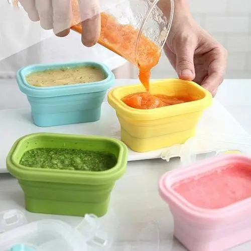 

4 Pcs Collapsible Silicone Food Container,Snack Containers for ,Small Collapsible Food Containers with , Stackable, Space Savi