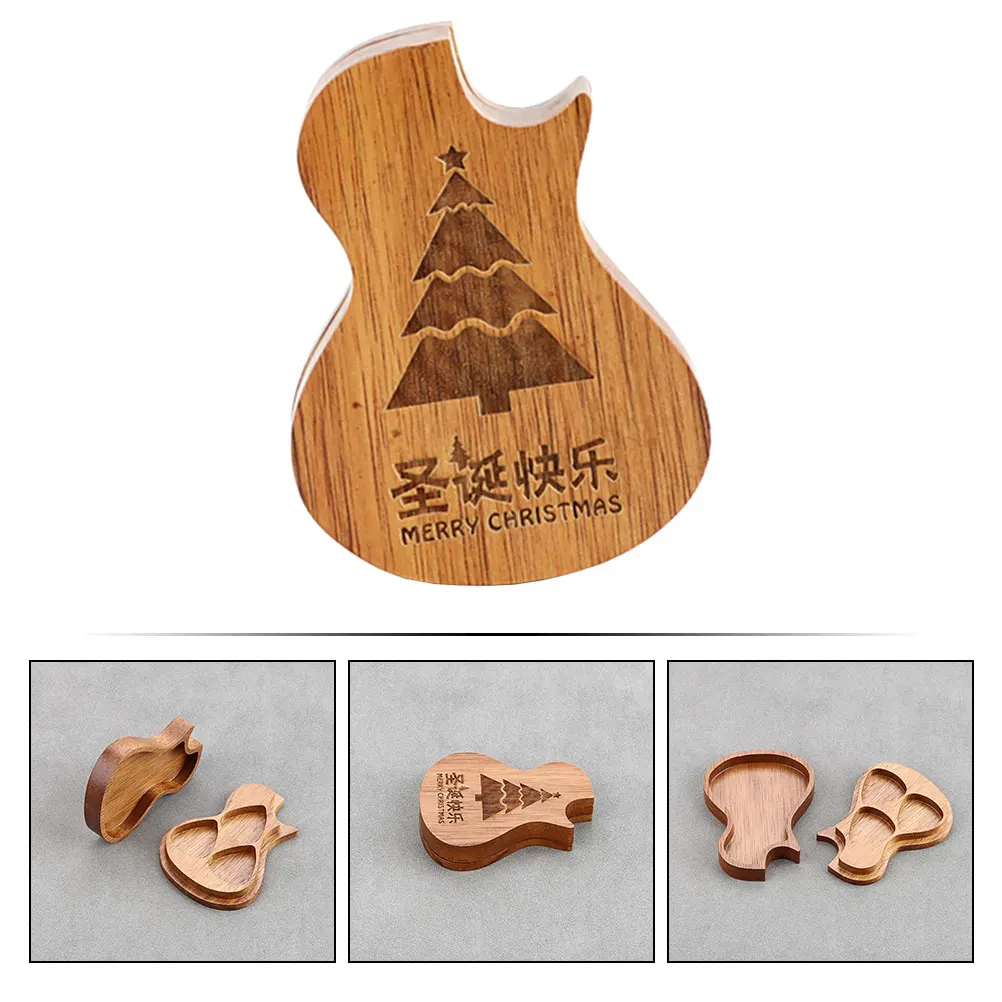 

Pick Holder Christmas Tree Box Guitar Storage Case Accessories Container Wood Picks