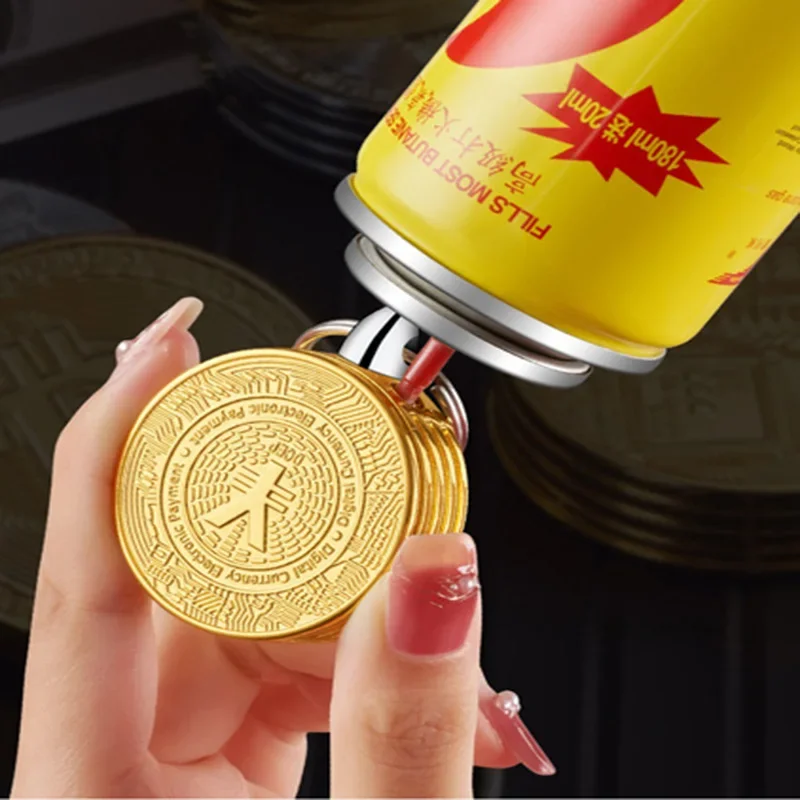 Creative Metal Coin Lighter Commemorative Coin Gold Plated Silver Bitcoin Shaped Butane Lighter Smoking Accessories