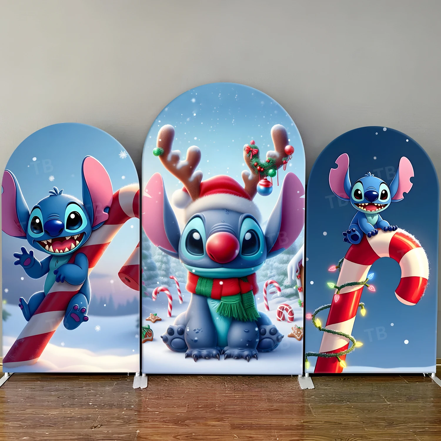 

TB Christmas Stitch Theme Arch Backdrop Cover for Festival Party Decoration Photography Background Wall Props Elastic Fabric