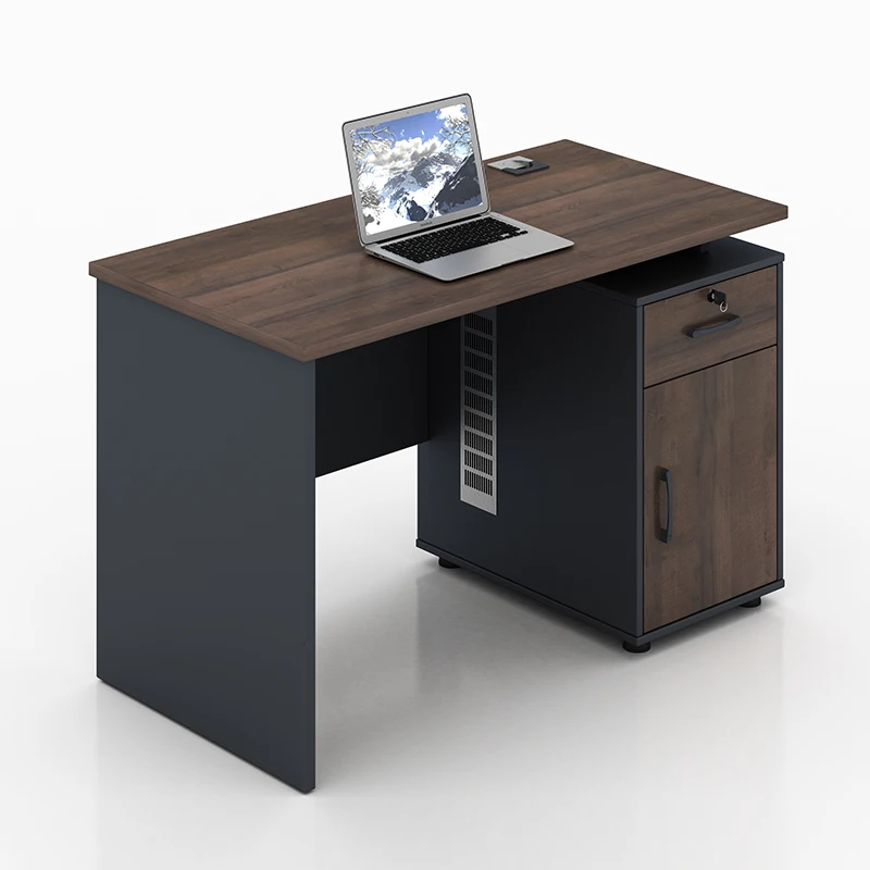 

Commercial Modern Retractable Wood Standing Office Staff Desk with 3 Drawer Storage Space
