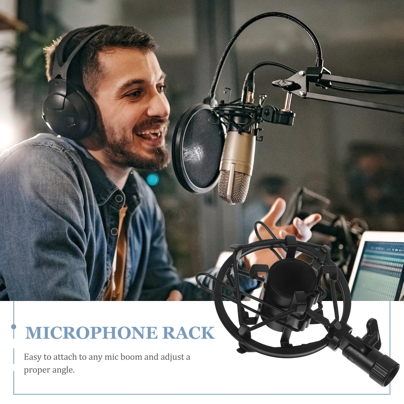 

1pc Microphone Absorption Rack Universal Metal Mount Clip Holder For Studio Voice Broadcasting Recording Dj Equipment Accessory