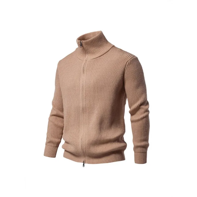 Giacca maglione lavorato a maglia maglione cardigan con doppia cerniera a collo alto tinta unita autunno e inverno stile britannico