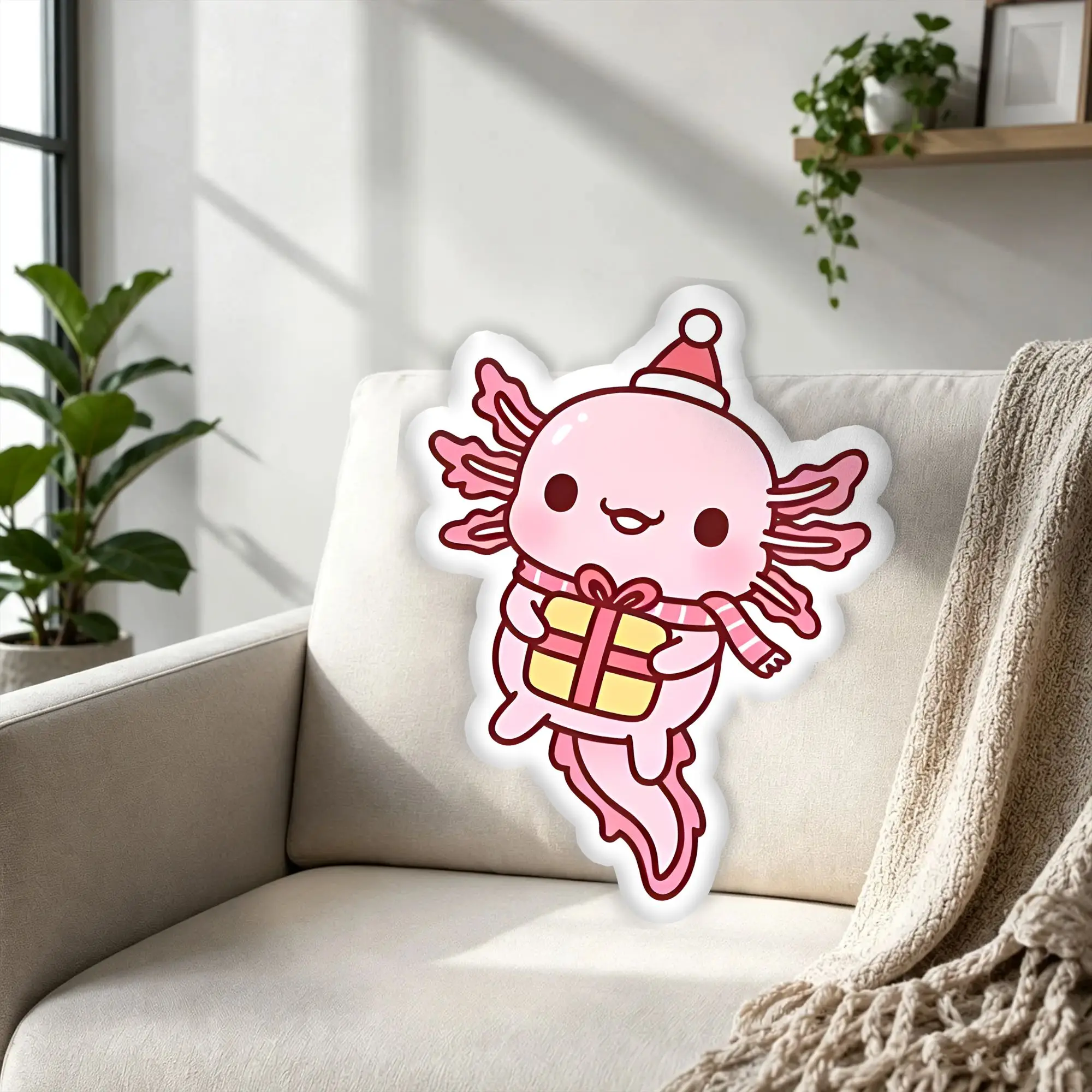 Customized Super Funny Axolotl Cartoon Cute Cushion Polyester Comic Stuffed  Throw Pillows for Thanksgiving