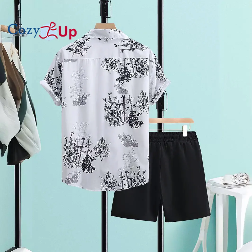 Men's Matching Sets Shirt Button Up Shirt Casual Shirt Shorts Beach Shorts Sets Short Sleeve Lapel Vacation Casual Daily Graphic