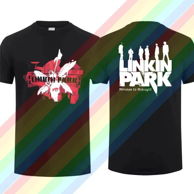 

Comfort Fashion T-shirt Men Linkin Meteora Park T-shirt Double Sided Casual Super T-shirt Graphic Youth Cloth Streetwear