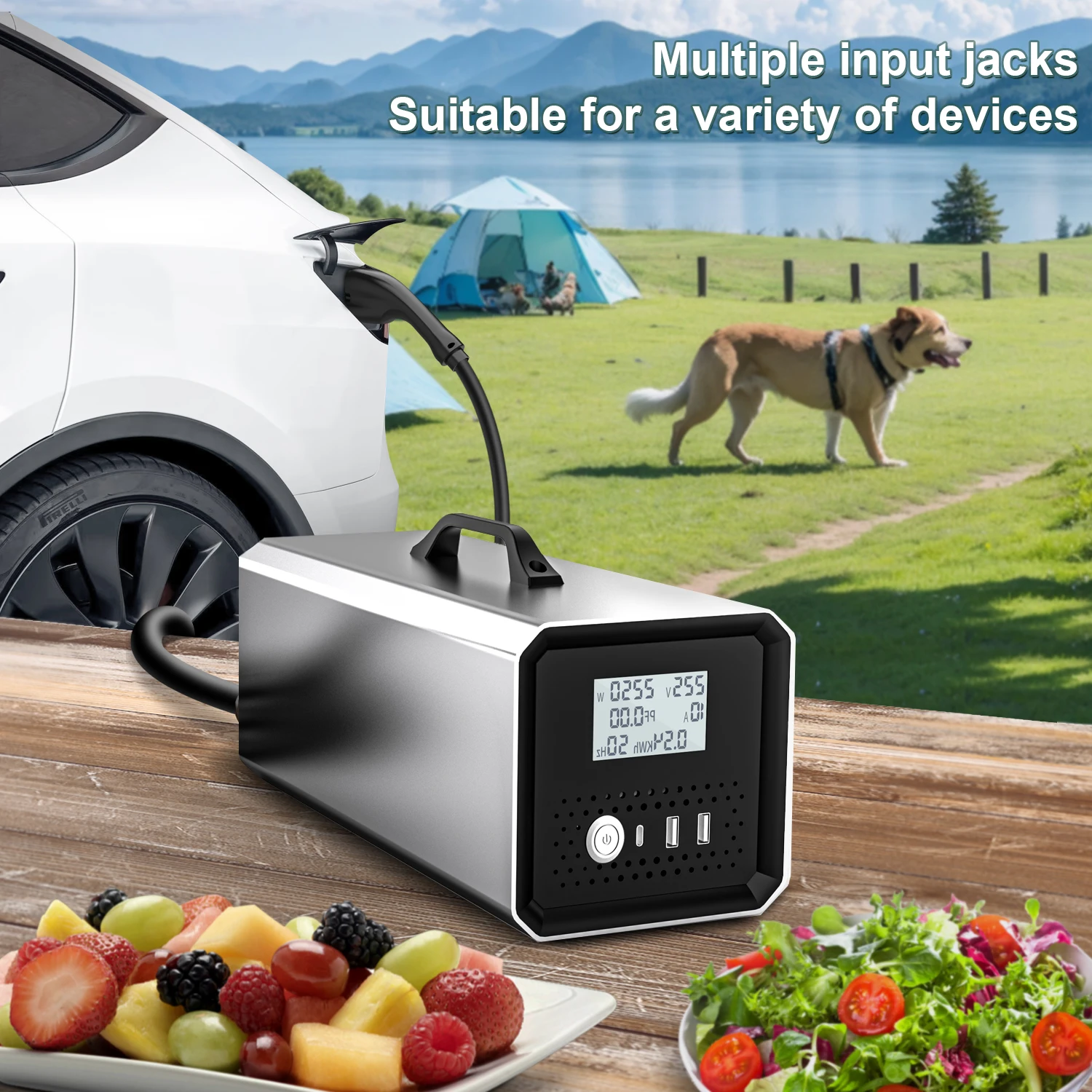 Home Vehicle CCS2 5kw V2L Portable EV Charger Station for Tesla Model 3 X Y with European Socket V2L Discharger