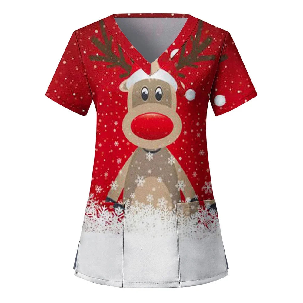 

Хирургическая униформа, женская модная рождественская коллекция, V-образный вырез, короткий рукав, медицинская форма медсестры, хирургическая униформа