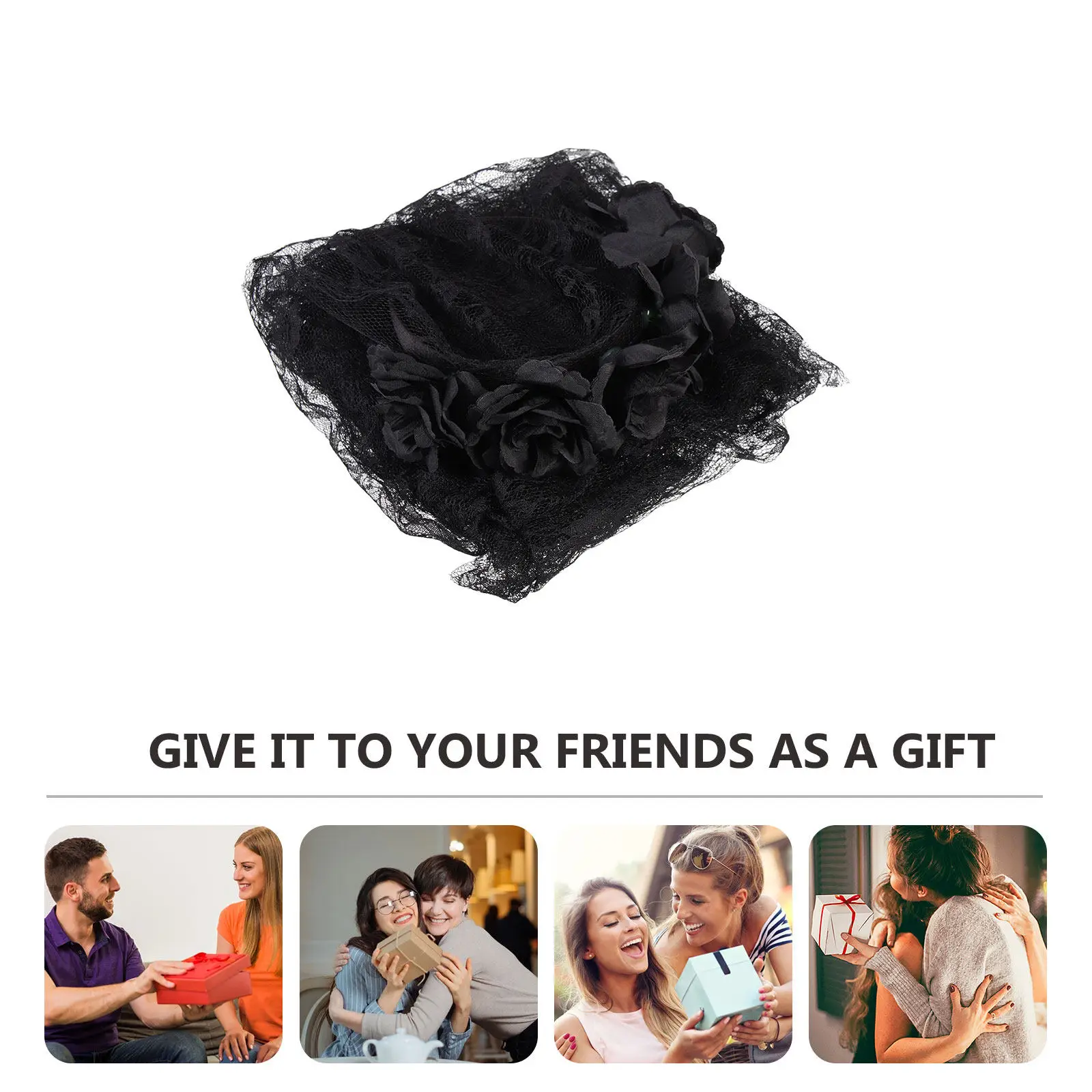 

Halloween Rose Flower Headband Long Veil Floral Hair Hoops Party Cosplay Festival Headwear Fake Rose Headband Party Headwear