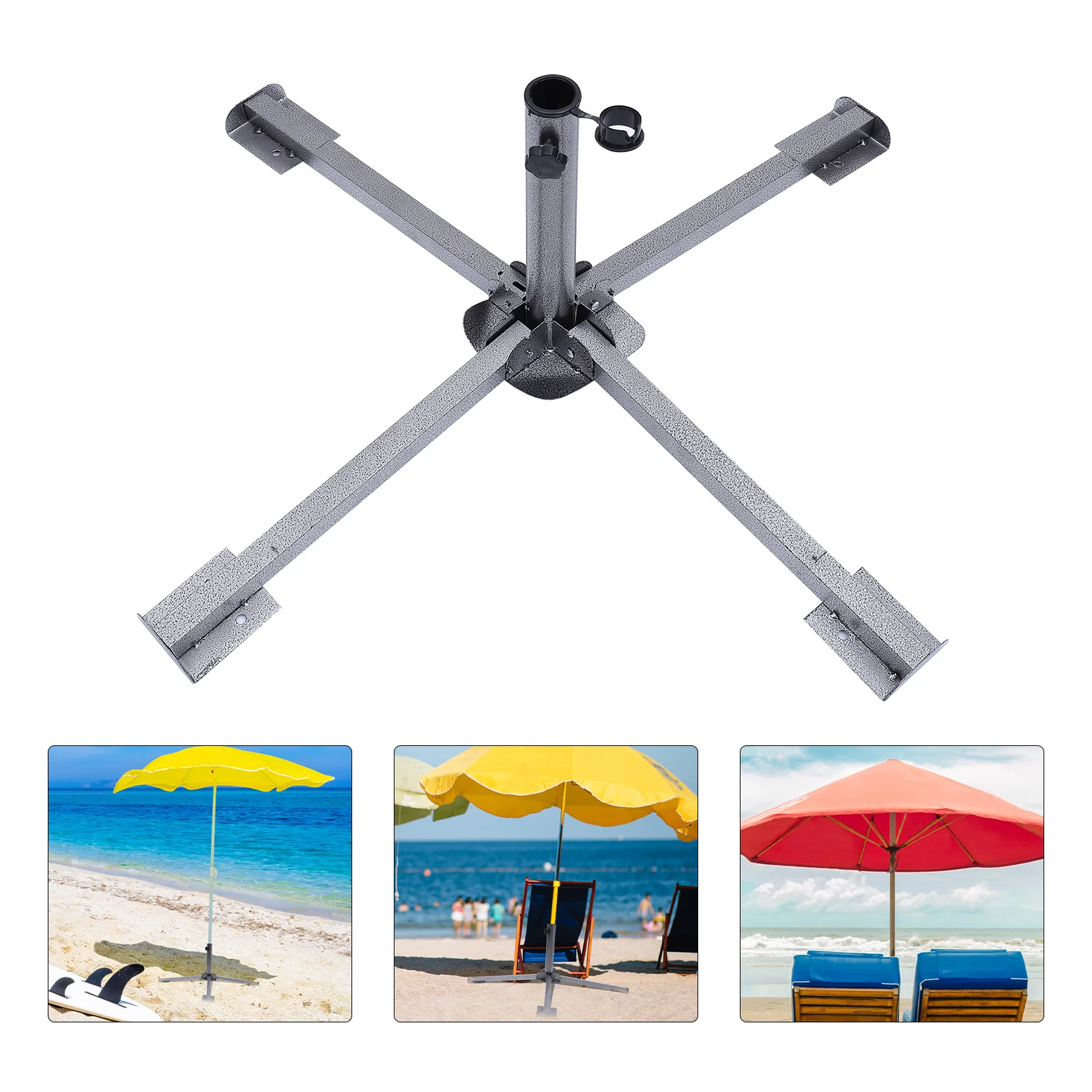 Folding Base Fishing Umbrella Sun Seat Parasol Goal Pole Patio Stand Anchor