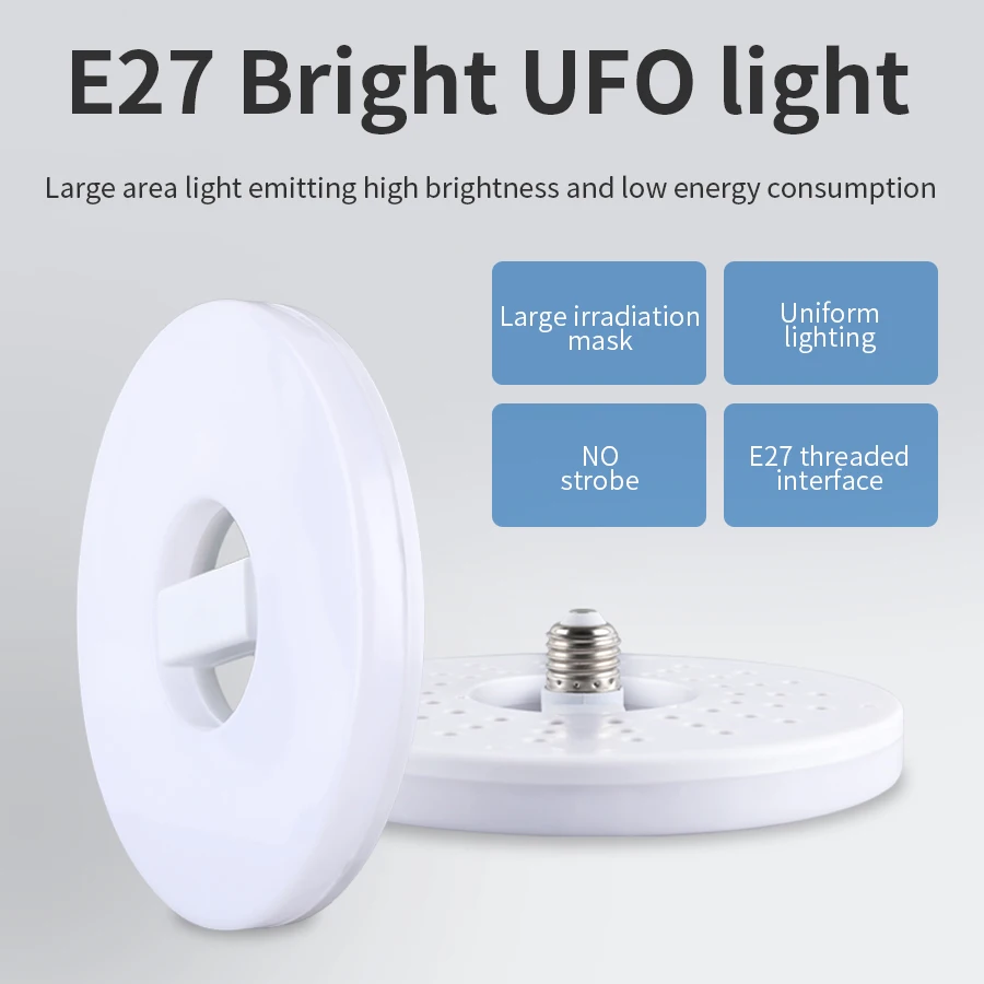 

E27 UFO LED Bulbs 85-265V LED Lamp Cold White 28W 40W 60W Super Bright Light Bulb For Home Office Garage Warehouse Lighting