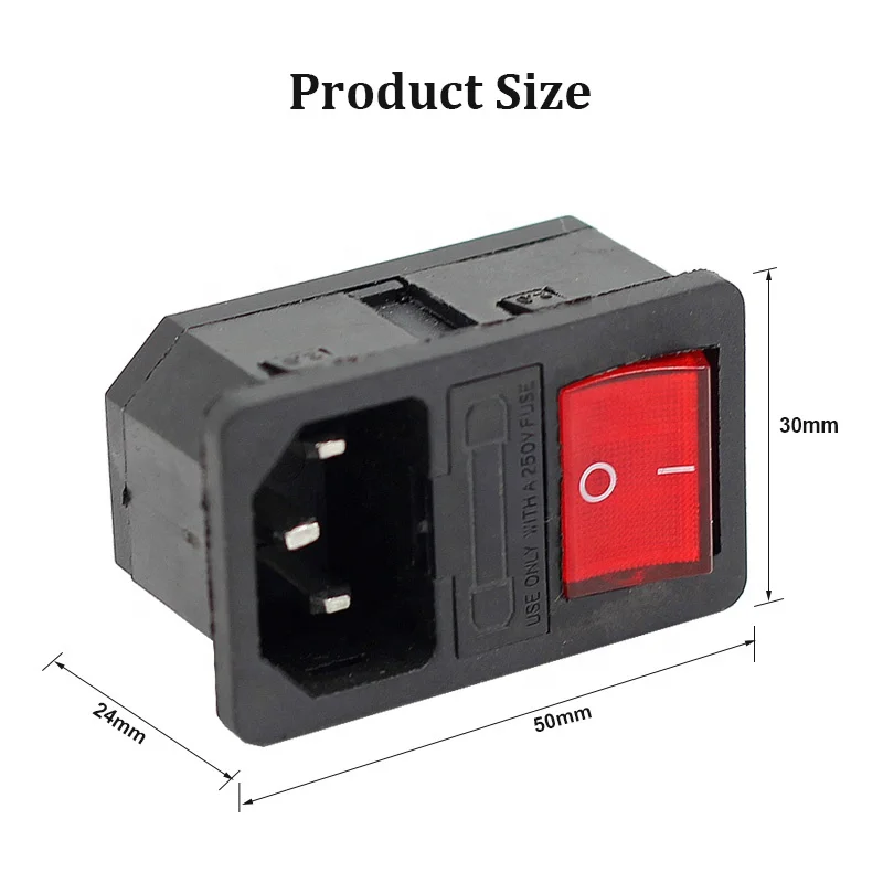 Electrical Power Socket 250V KCD4 Rocker Switch with 10A Fuse