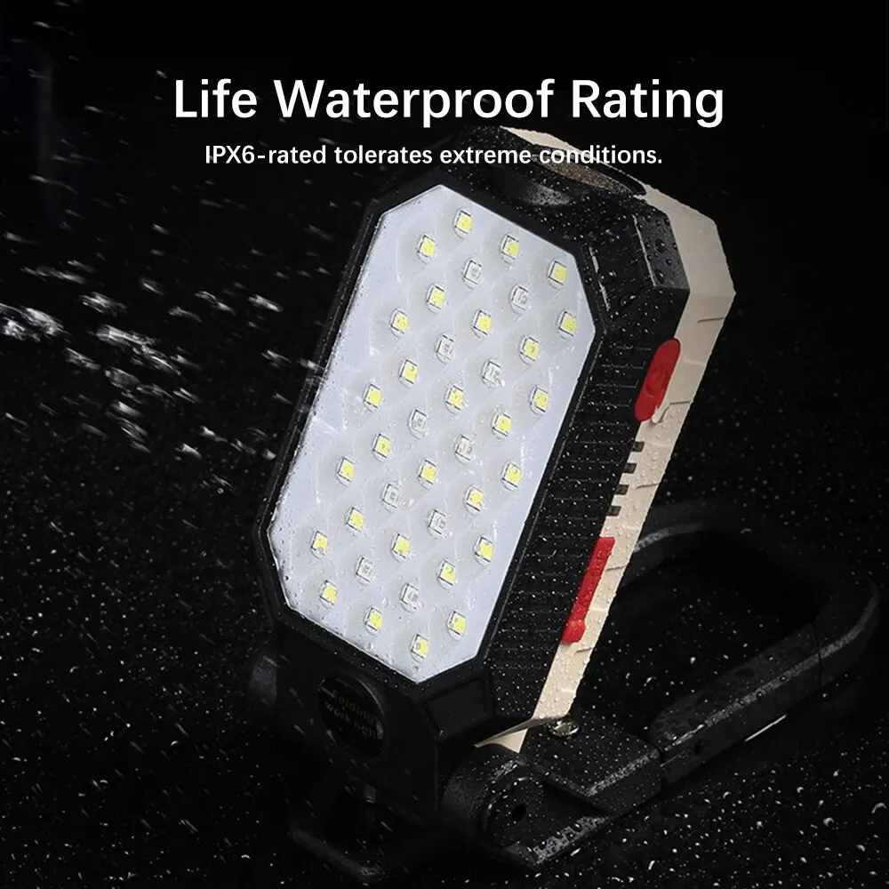 Powerful COB Work Light USB Rechargeable LED Flashlight Foldable Waterproof Camping Lantern Magnetic Car Repair Power Display