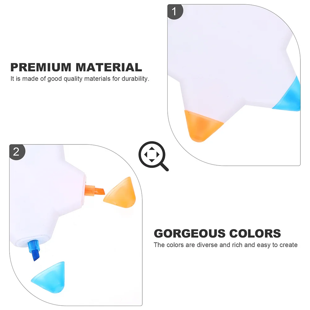 

6Pcs Five Color Highlighters Star Design Colorful Fluorescent Pens Smooth Writing No Ink Leakage for School Office Back to