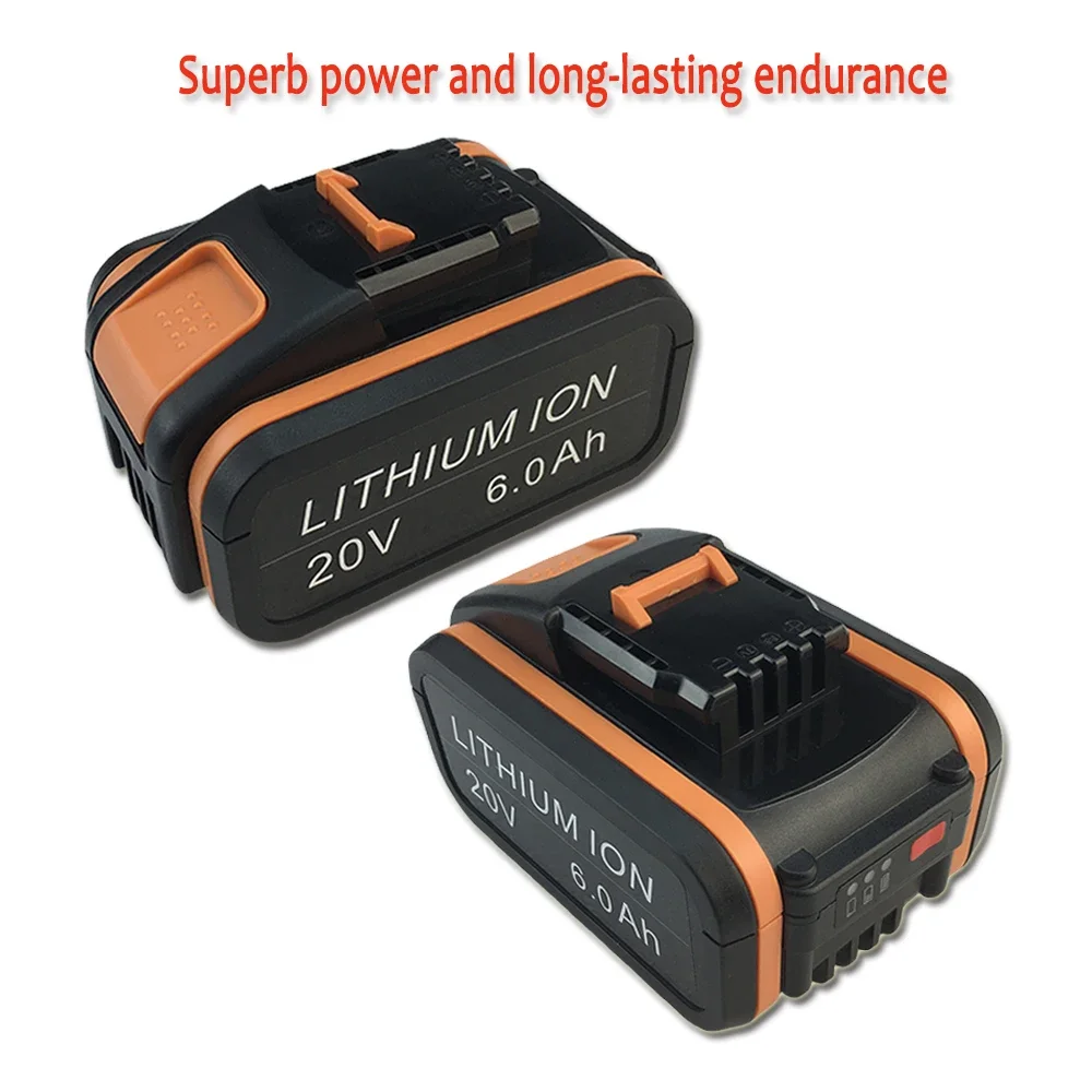 For Worx 20V 6000mAh Rechargeable Li-ion Battery  WA3551 WA3551.1 WA3553 WA3641 WX373 WX390  Electric Tool With charger