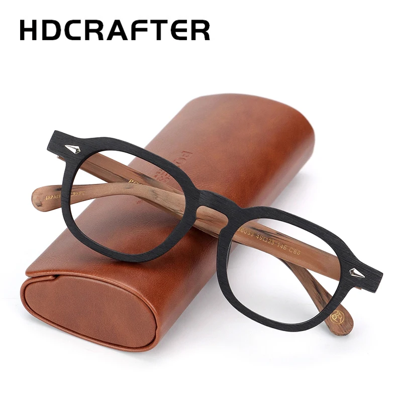

HDCRAFTER Fashion Retro Wood Men Women Glasses Durable Thick Glasses Optical Prescription Eyeglasses Frame For Myopia Reading