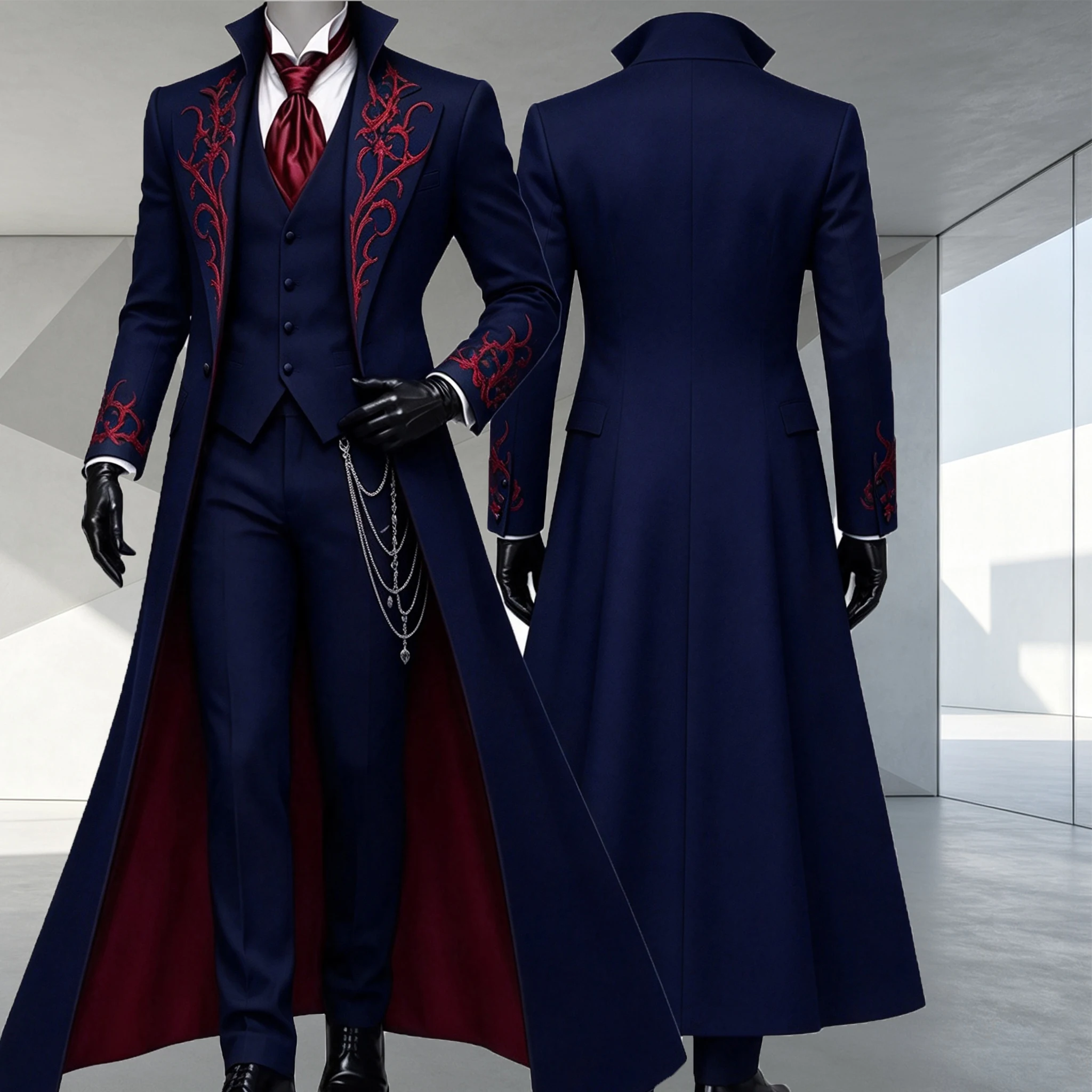 Luxury Groom Tuxedo Suit Set For Wedding Gothic Style Red Crystals Beaded Prom Blazer Long Customized 3 Piece Trajes Para Hombre