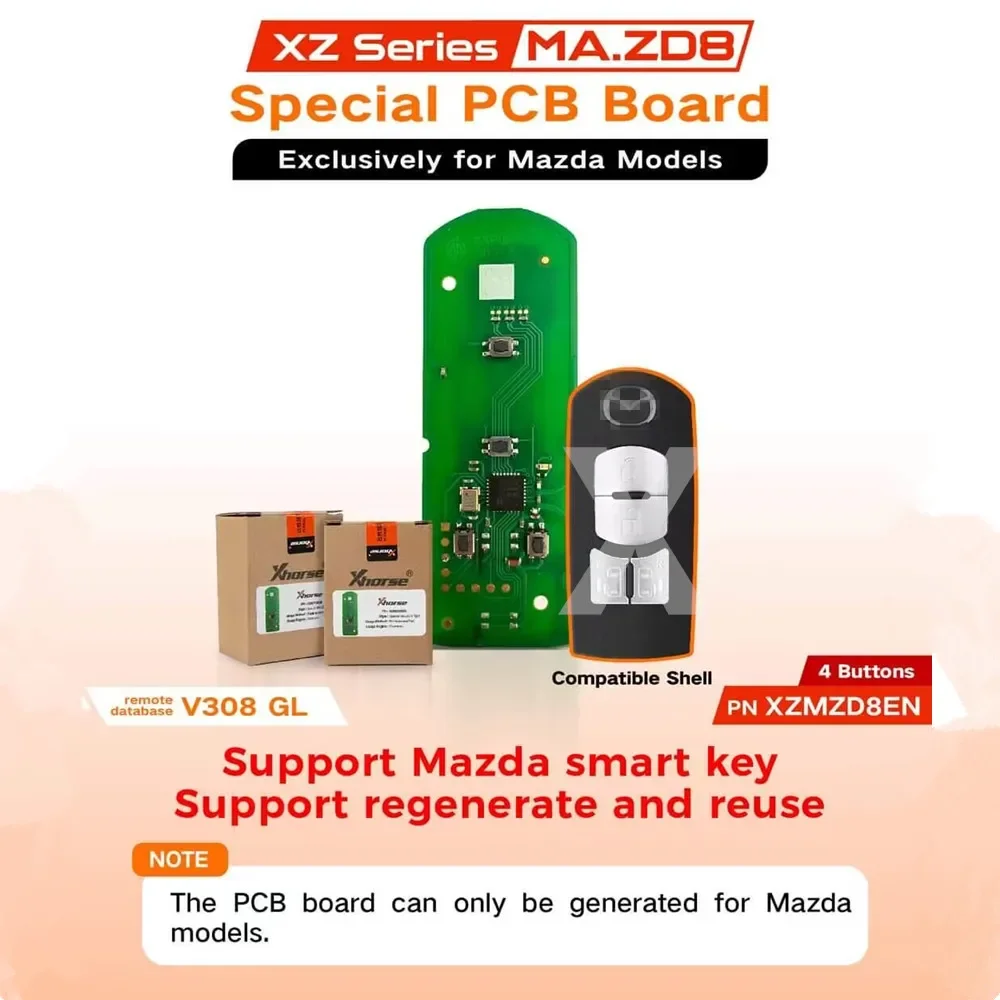 1/3/5pcs XHORSE XZMZD8EN XZ Specific PCB Boards MA.ZD8 4 Buttons Exclusively for Mazda Models