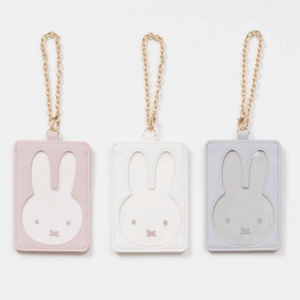 

Cute Miffy Rabbit Card Holder Student ID Card Case with Chain Handheld Small Bag for Girl Access Control Bus Bank Card Storage