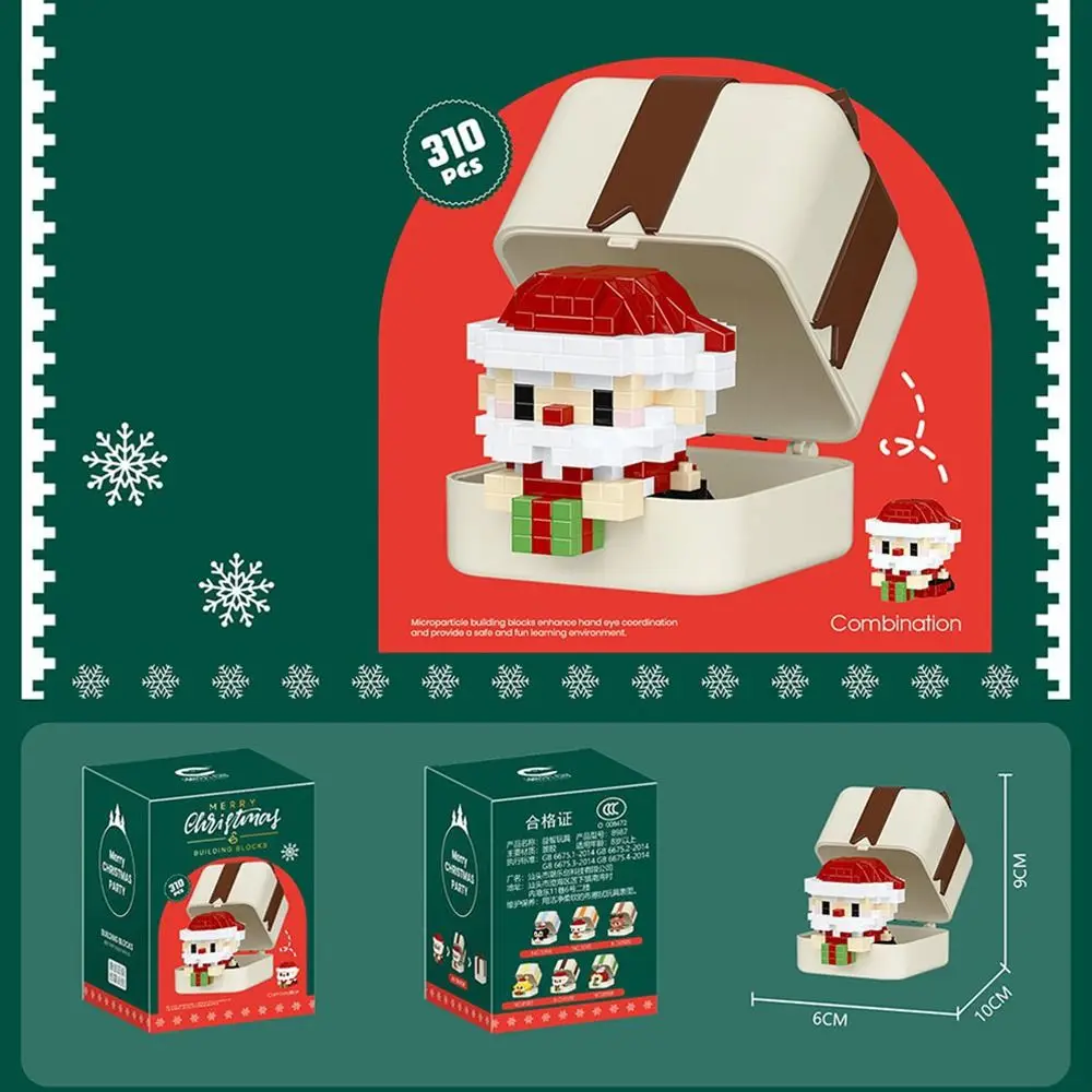 Interesantes bloques de construcción de Feliz Navidad, juguetes educativos, regalo para niños, modelo navideño, Mini adorno de dibujos animados