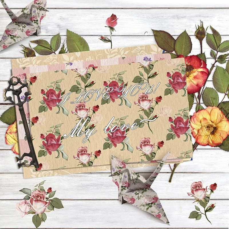 12X12inch Double-Sided Watercolor Floral Cardstock, 24 Sheets Spring Rose Scrapbook Paper, For DIY Making Cards