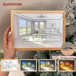 INS Deco Led Light Painting USB Plug Dimming Wall Artwork Table Lamp Gift Indoor Sunlight Window Wooden Photo Night Luminous