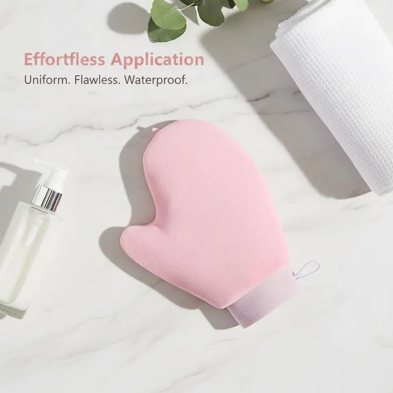 1 Stück schnell trocknender Flockhandschuh, Make-up-Applikator, Körperlotion-Handschuh, Selbstbräunungs-Handschuh, doppelseitig, verhindert klebrige Hände, Applikator – Detail 4