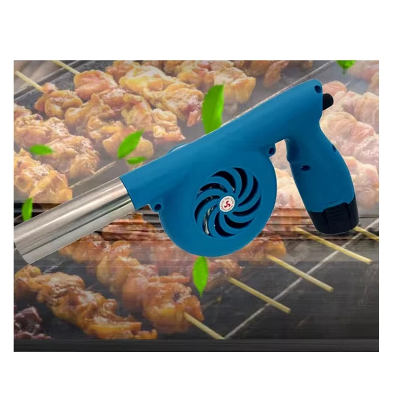 Portable BBQ Fan Grill Turbo Air Blower 5000R 5000MA Rechargeable For Fire Stove Blue US Plug Easy Install